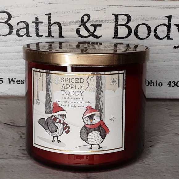 BATH & BODY WORKS HOME 'SPICED APPLE TODDY' 3~WICK SCENTED CANDLE - Picture 1 of 6